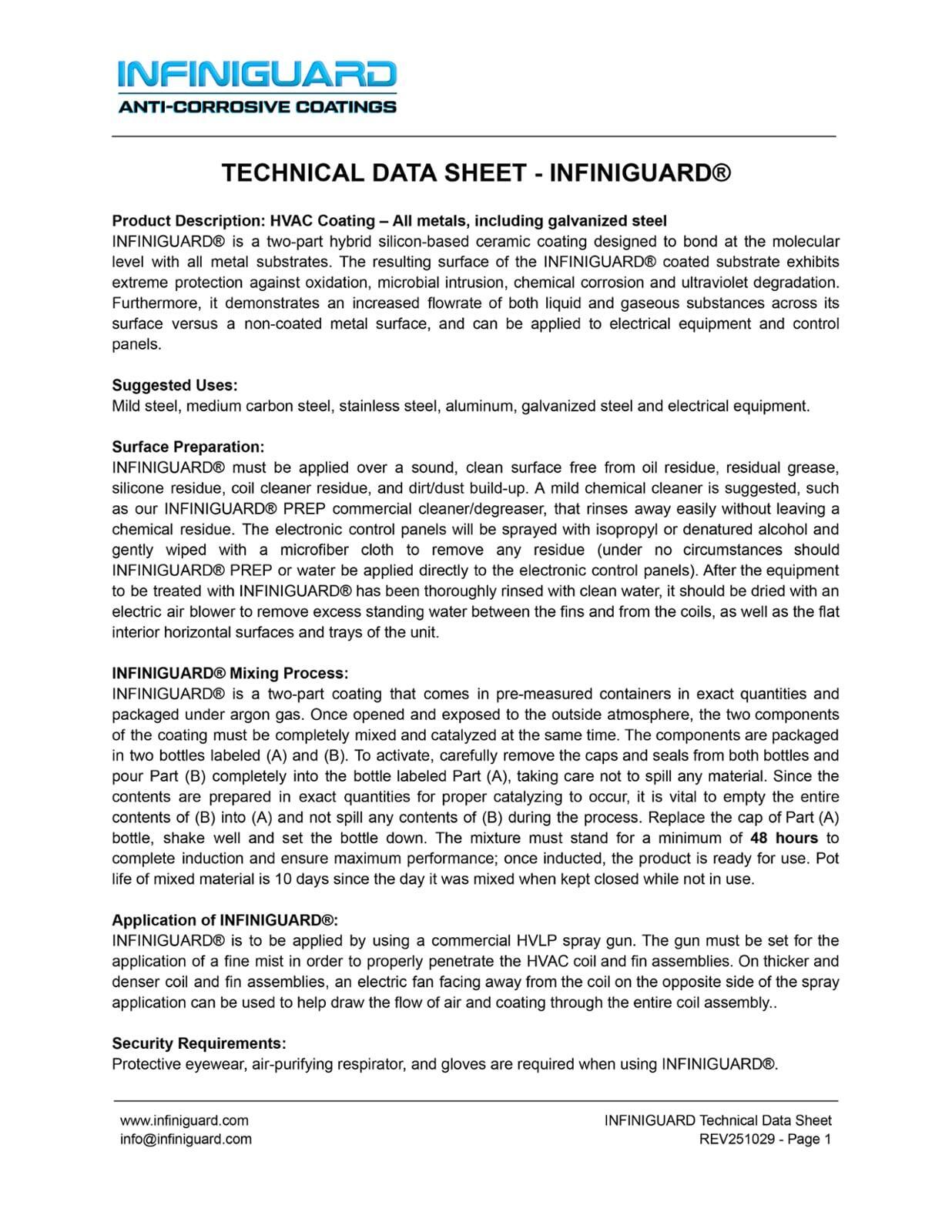 Cover image of INFINIGUARD® Anti-Corrosive Coatings Technical Data Sheet