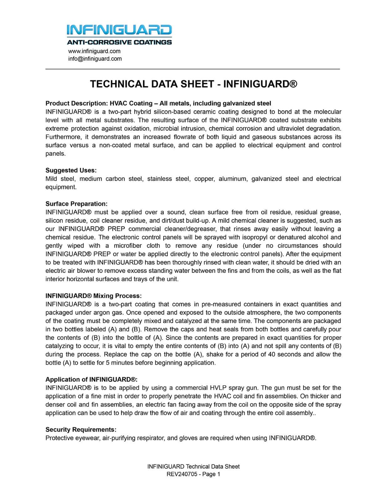 Cover image of INFINIGUARD® Anti-Corrosive Coatings Technical Data Sheet